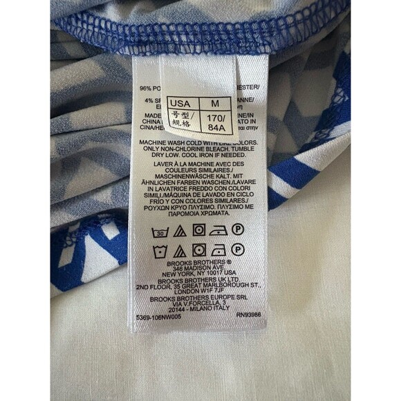 Brooks Brothers Dress Size M Blue & White Geometric Maxi Nautical Stretchy - Picture 6 of 12